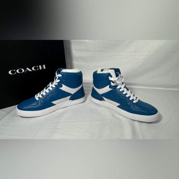 New Authentic Coach Mens Shoes Clip Court High Top Sneaker In Signature Sz 11.5 - Picture 7 of 12